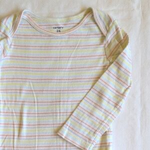 carter's unisex multi stripe cotton long sleeve bodysuit diaper shirt 24 months
